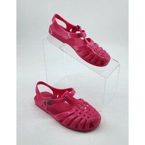 Kali Girls Flat Heel Woven Top Jelly Sandals Fisherman Y2K Style Pink Size 13